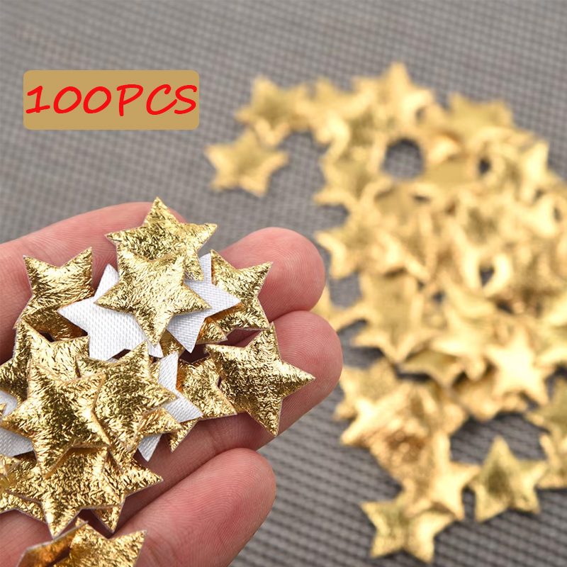 Embellishments For Scrapbooking - 100 個ゴールド/シルバースタークリスマスパーティーの装飾用フォーム生地スター DIY スクラップブックカード装飾品装飾アクセサリー