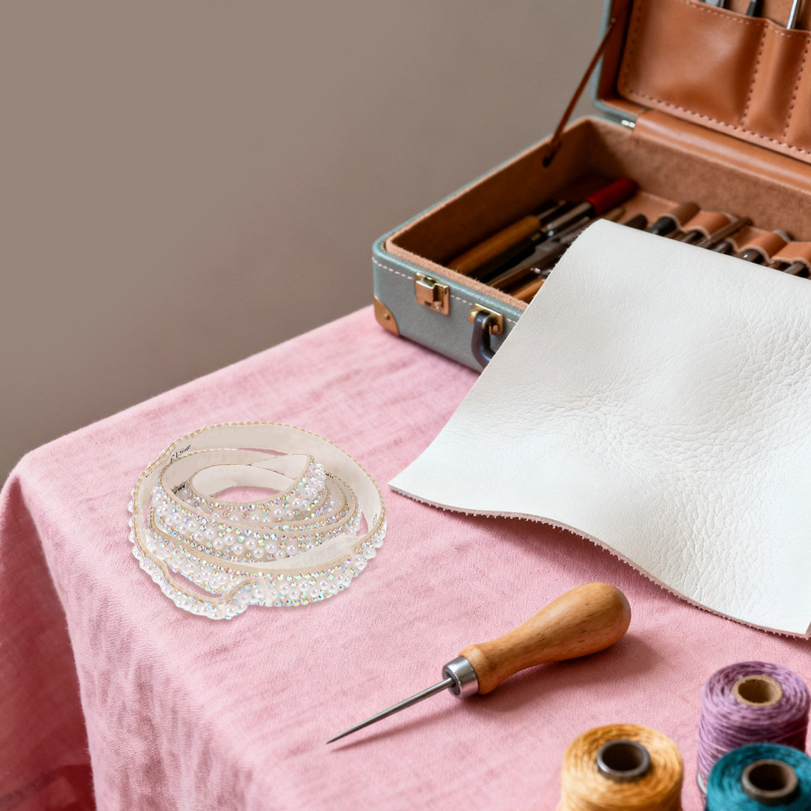 5ロール入り、ラインストーンとパールの装飾ストリップ。粘着性 - Embellishment Glue Craft のレビューと価格