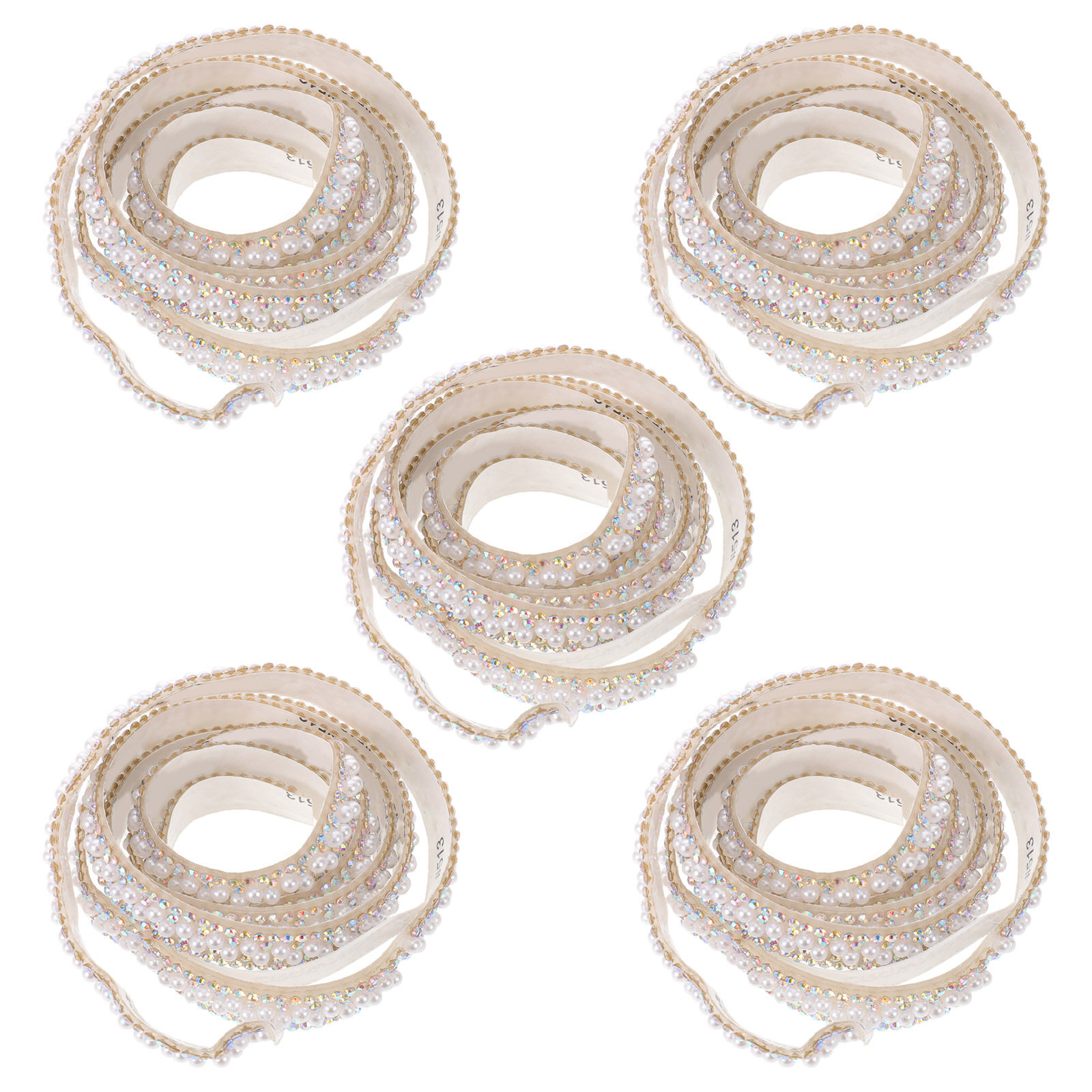 5ロール入り、ラインストーンとパールの装飾ストリップ。粘着性 - Embellishment Glue Craft のレビューと価格