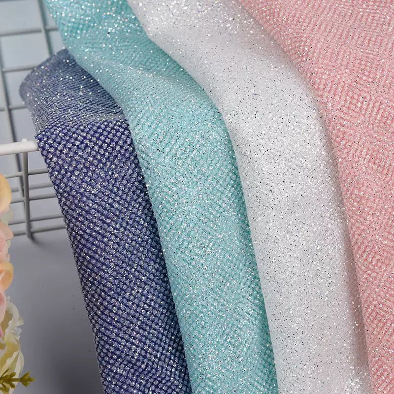 グリッターシークインメッシュ生地 DIY縫製手作りウェディン - Crystal Mesh Fabric のレビューと価格