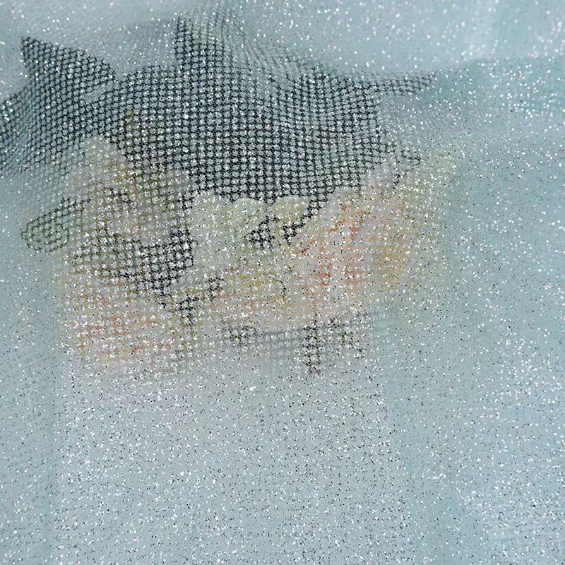 グリッターシークインメッシュ生地 DIY縫製手作りウェディン - Crystal Mesh Fabric のレビューと価格