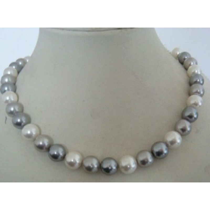 女性のための白い灰色の真珠のネックレス,自然なタヒチのネック - Pearl Trim Chain のレビューと価格
