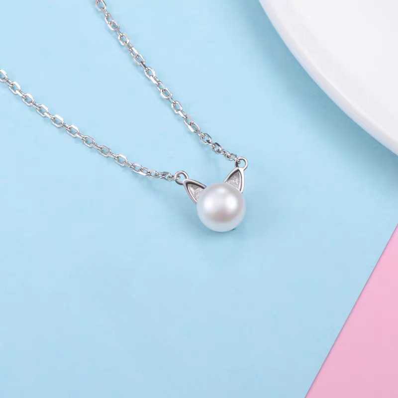 ファッション 925 スターリングシルバージュエリー気質パー - Pearl Trim Chain のレビューと価格