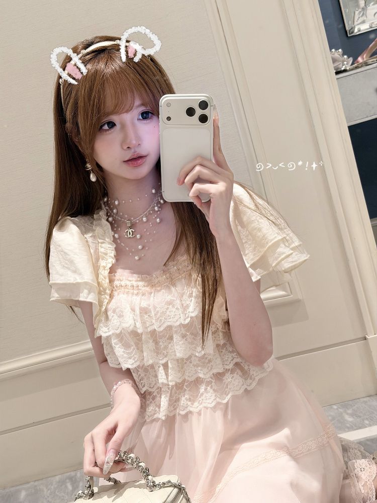 日本のヴィンテージ甘いロリータドレスセット女性レーストリムパ - Elastic Lace Trim のレビューと価格