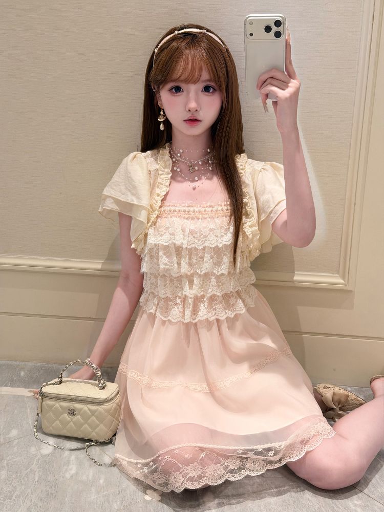 日本のヴィンテージ甘いロリータドレスセット女性レーストリムパ - Elastic Lace Trim のレビューと価格