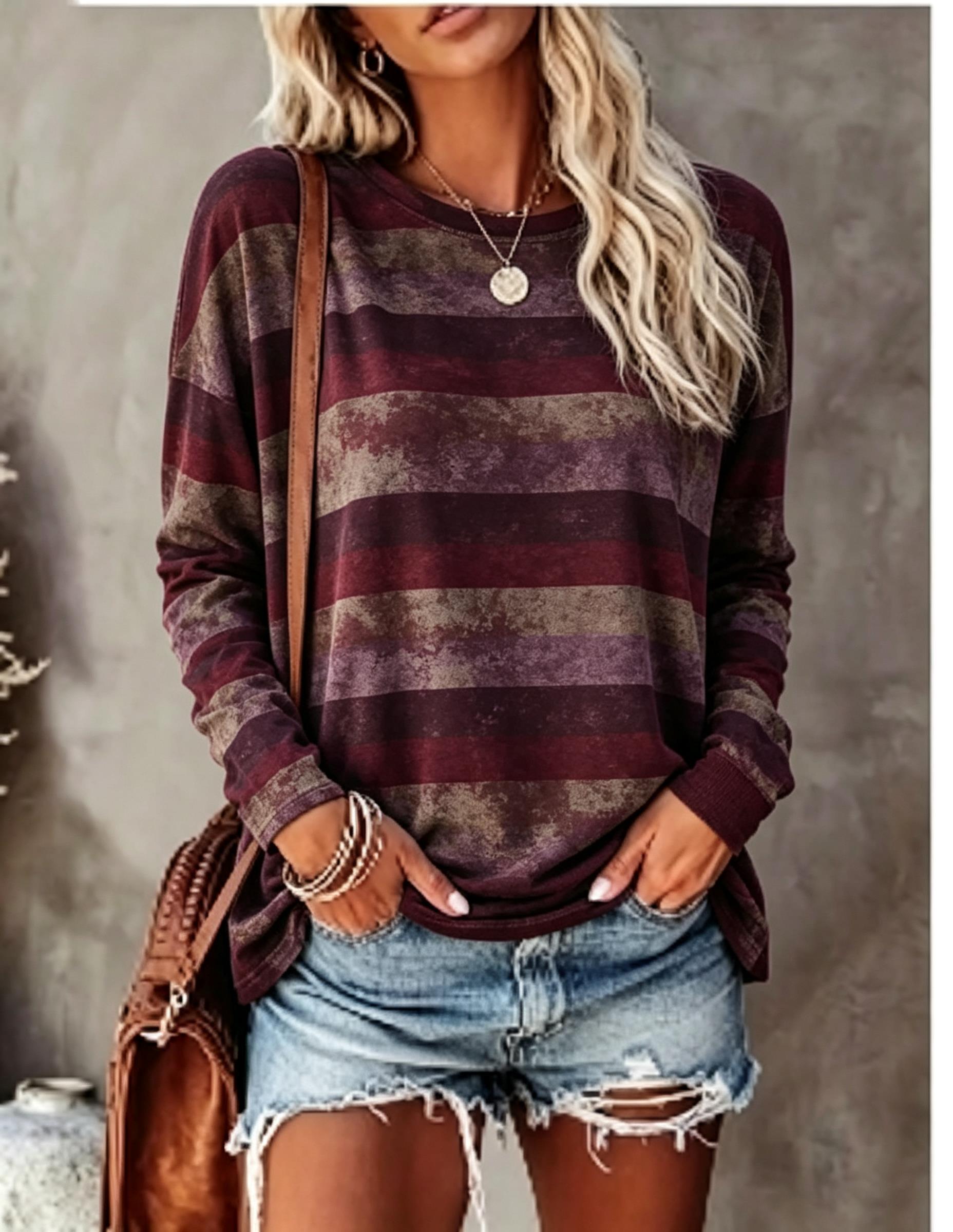 レディース 長袖Tシャツ ヴィンテージ風 ダメージ加工 カラ - Embellish Knit のレビューと価格