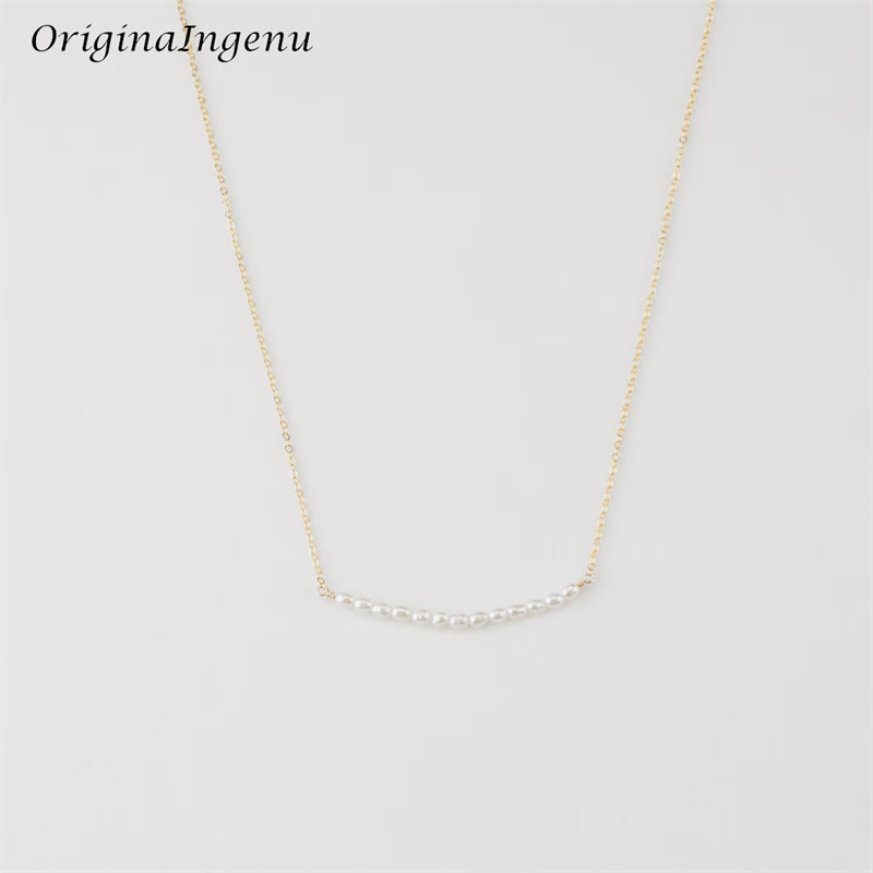 14K ゴールド充填小さなオーバルパールネックレスオーガニッ - Pearl Trim Chain のレビューと価格